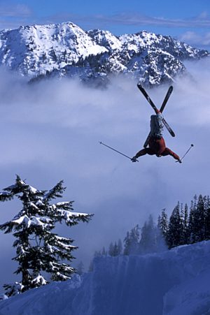 Skier mid-jump, Photo by Chase Jarvis